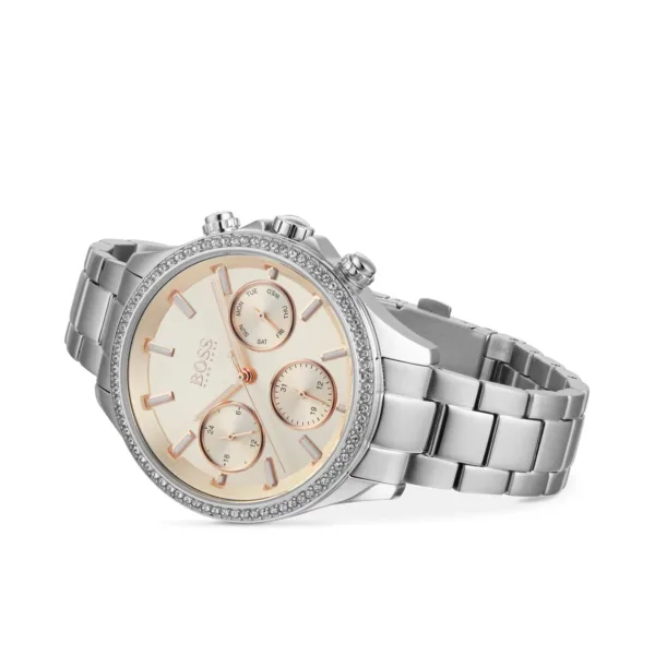 Hugo Boss Womens 1502565 Pandora Silver Tone Stainless Steel Watch With Rose Gold Dial - alternate view