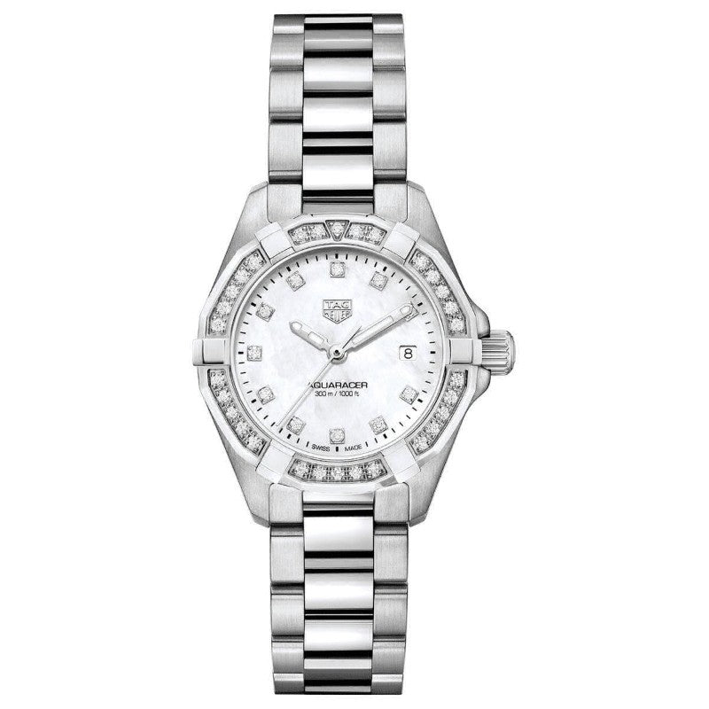 Tag Heuer Aquaracer Diamonds Mother Of Pearl White Dial Silver Steel Strap Watch For Women Wbd131c Ba0748 - Image 3