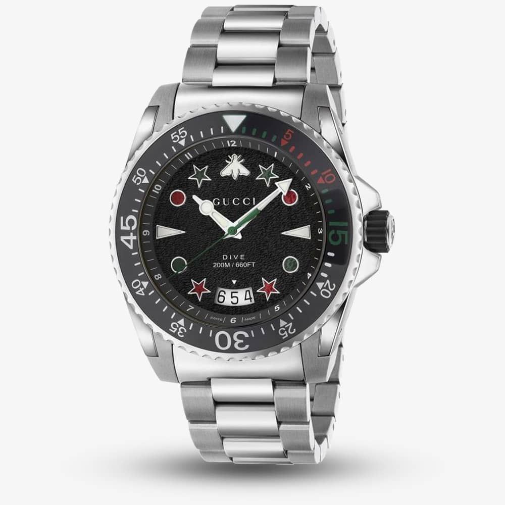 Gucci Mens Dive Steel Bracelet Watch Ya136221