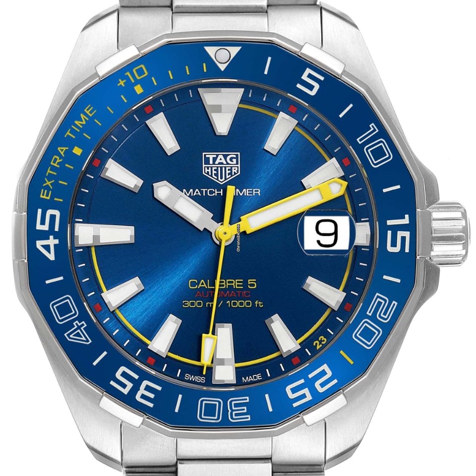 Montre Tag Heuer Aquaracer Calibre 5 Match Timer Édition Shinji Kagawa, cadran bleu, bracelet en acier argenté, pour homme Way201h Ba0927 - Image 4