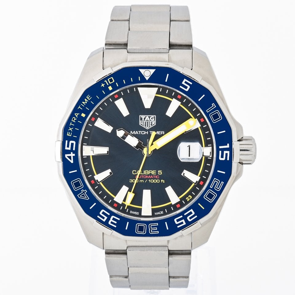 Montre Tag Heuer Aquaracer Calibre 5 Match Timer Édition Shinji Kagawa, cadran bleu, bracelet en acier argenté, pour homme Way201h Ba0927 - Image 3