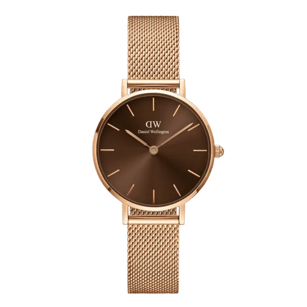 Daniel Wellington Ladies Rose Gold Petite Amber Watch Dw00100477