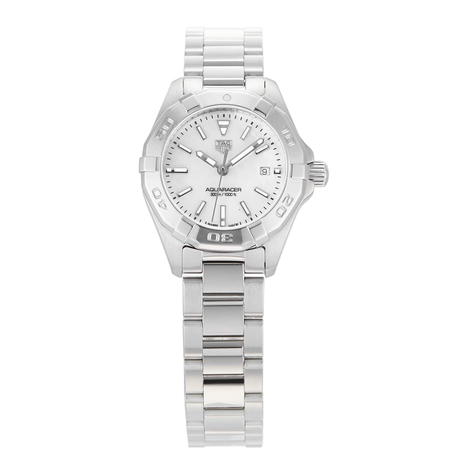 Tag Heuer Aquaracer Quartz Mother Of Pearl White Dial Silver Steel Strap Watch For Women Wbd1411 Ba0741 - Image 5
