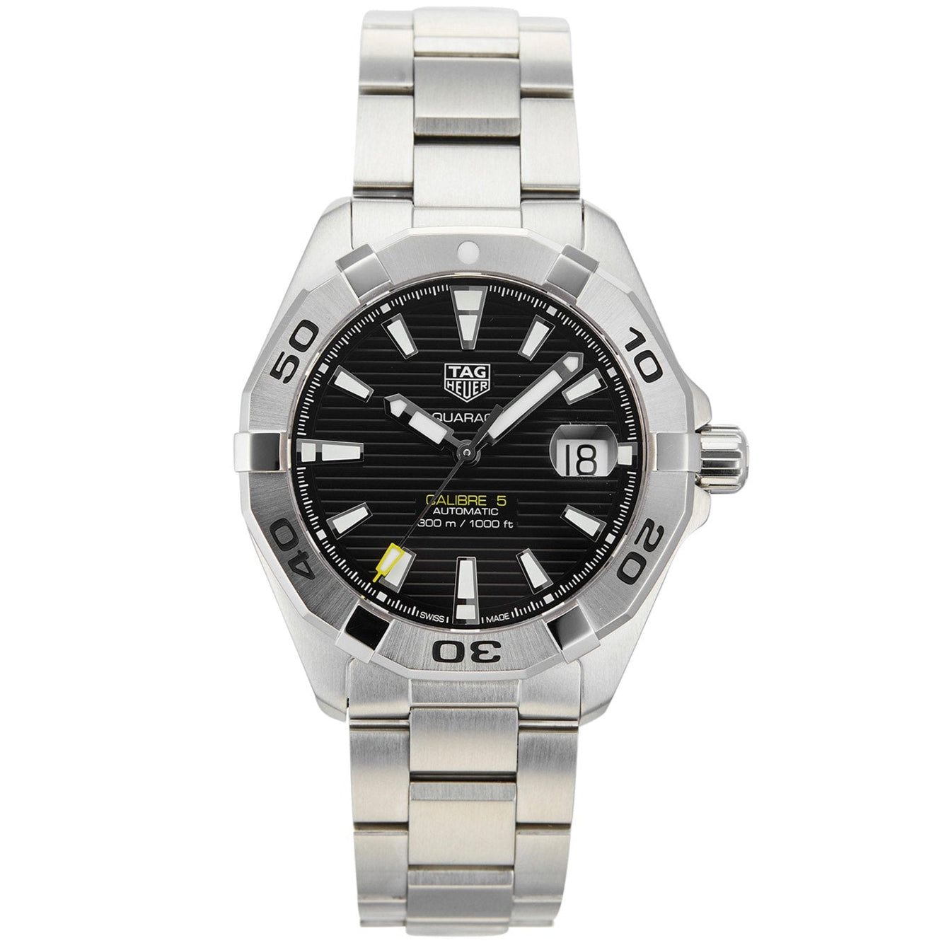 Tag Heuer Aquaracer Automatic Caliber 5 Black Dial Silver Steel Strap Watch For Men Wbd2110 Ba0928 - Image 5