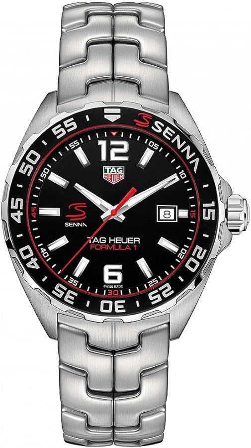 Tag Heuer Formula 1 Quartz Senna Limited Edition Black Dial Silver Steel Strap Watch For Men Waz1012 Ba0883