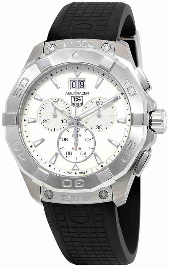 Tag Heuer Aquaracer Chronograph White Dial Black Rubber Strap Watch For Men Cay1111 Ft6041 - alternate view