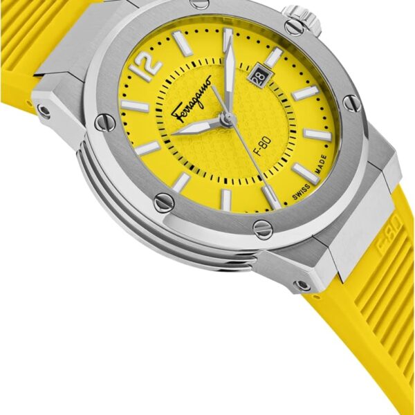 Salvatore Ferragamo F 80 Quartz Yellow Dial Yellow Rubber Strap Watch For Men Sfhy01222 - alternate view