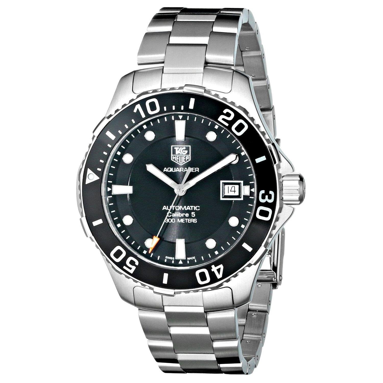Tag Heuer Aquaracer Automatic Caliber 5 Black Dial Silver Steel Strap Watch For Men Wan2110 Ba0822 - Image 3