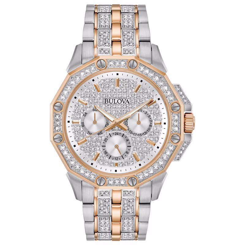 Montre Bulova Crystal pour homme, argentée, référence 98c133