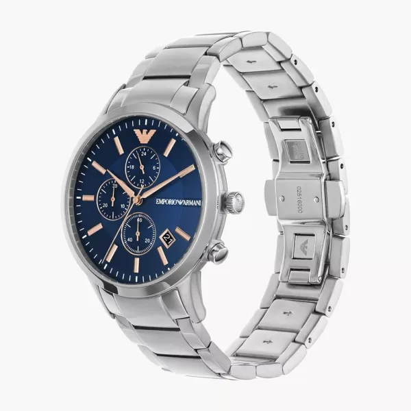 Emporio Armani Mens Ar11458 Rose Gold Tone Stainless Steel And Blue Leather Watch - alternate view