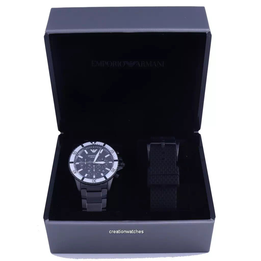 Emporio Armani Mens Ar80050 Black Ion Plated Stainless Steel Chronograph Watch - Image 5