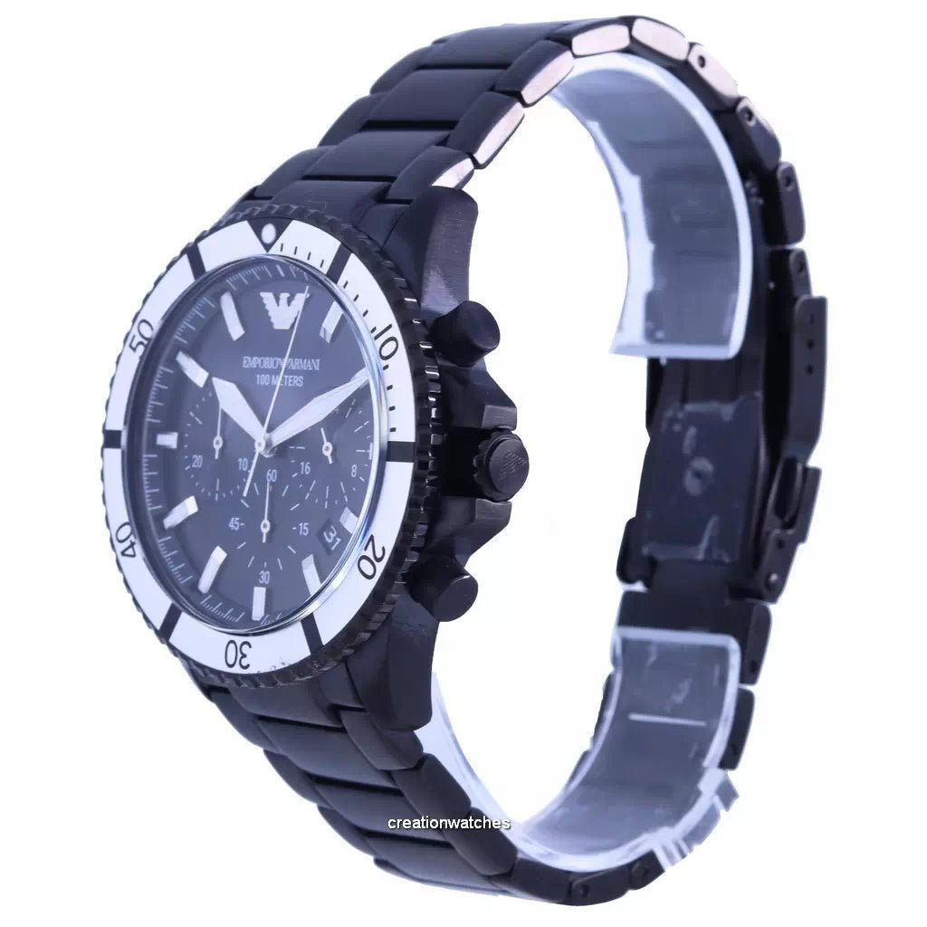 Emporio Armani Mens Ar80050 Black Ion Plated Stainless Steel Chronograph Watch - Image 4