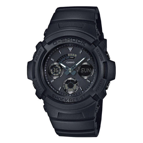Casio G Shock Watch Analogue Digital Black On Black Aw 591bb 1adr