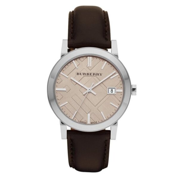Burberry Mens Watch The City Check Champagne Brown Bu9011