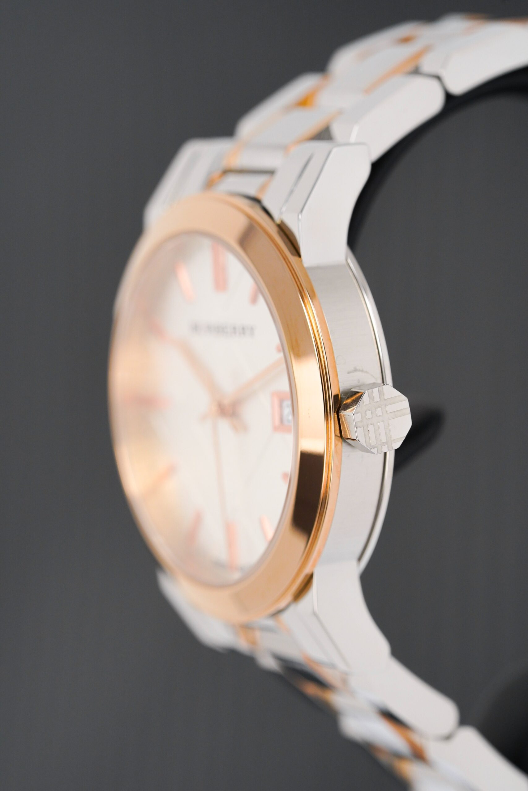 Burberry Ladies Watch Check Stamped Two Tone Bu9105 - Image 3