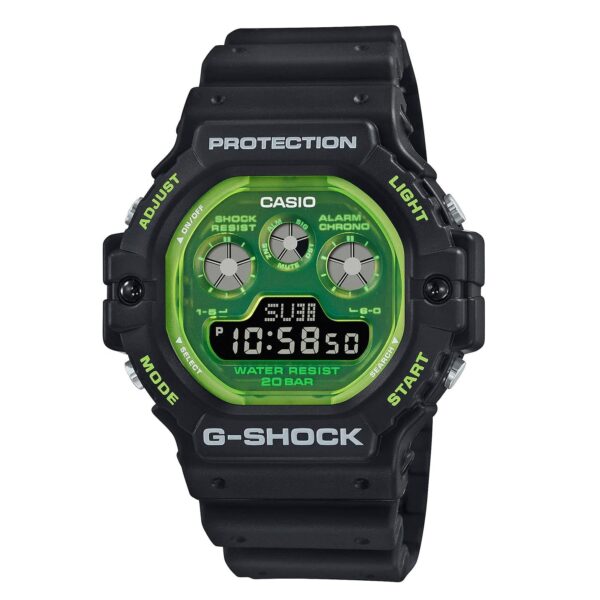 Casio G Shock Watch Mens Shock Tech Skeleton Black Green Dw 5900ts 1dr