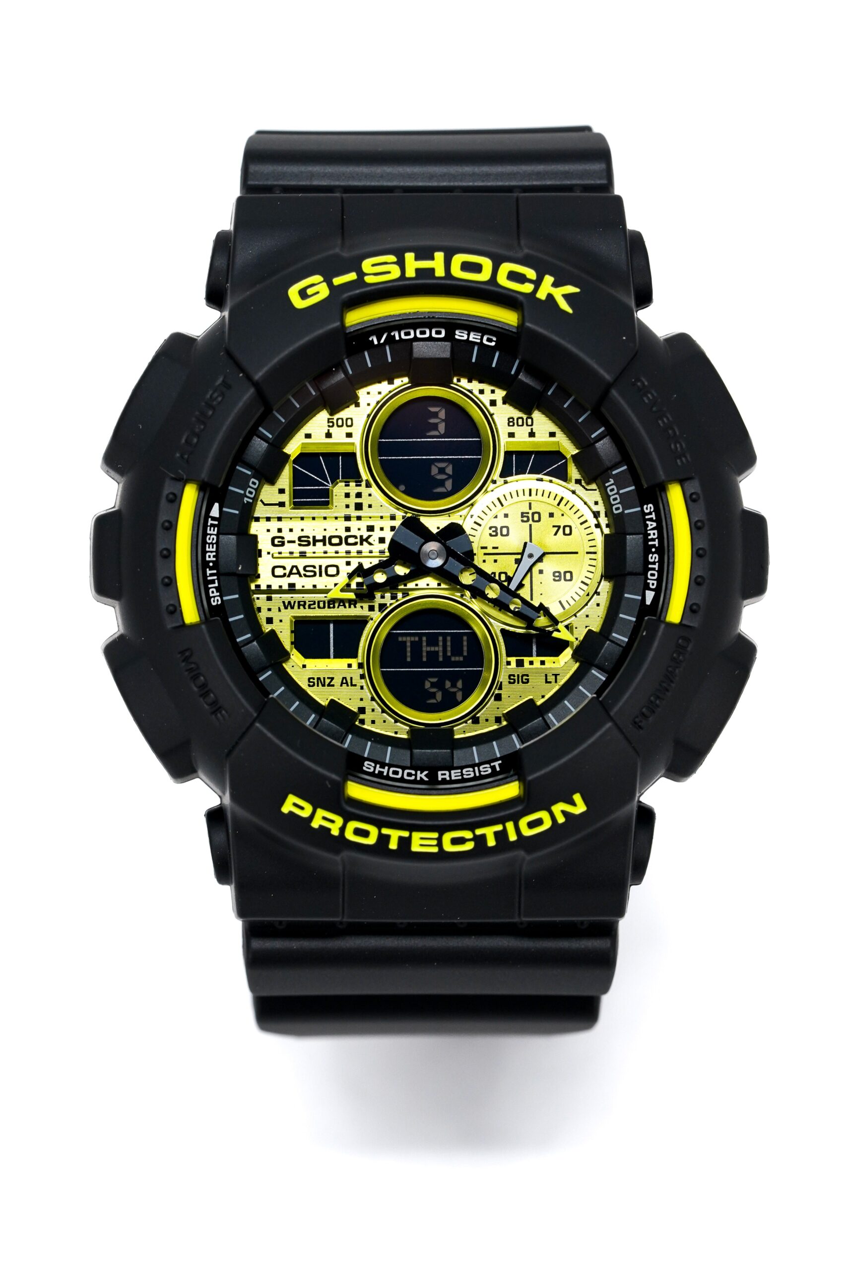Casio G Shock Watch Mens Neon Yellow Black Ga 140dc 1adr - Image 4