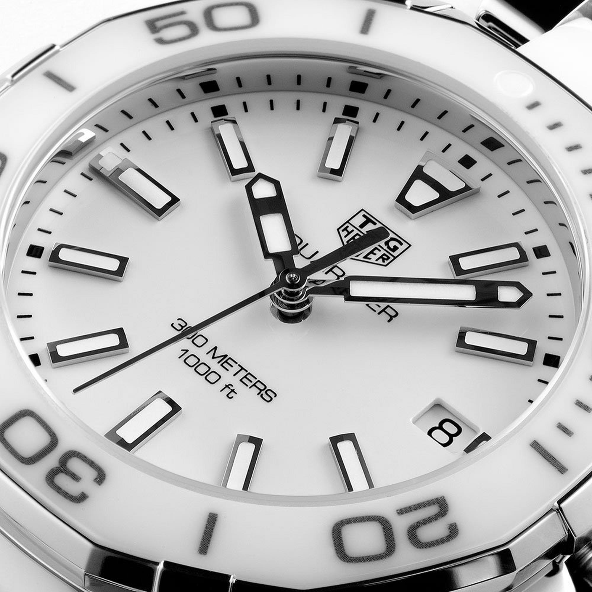 Montre Tag Heuer Aquaracer pour femme en acier inoxydable et céramique blanche - Image 3