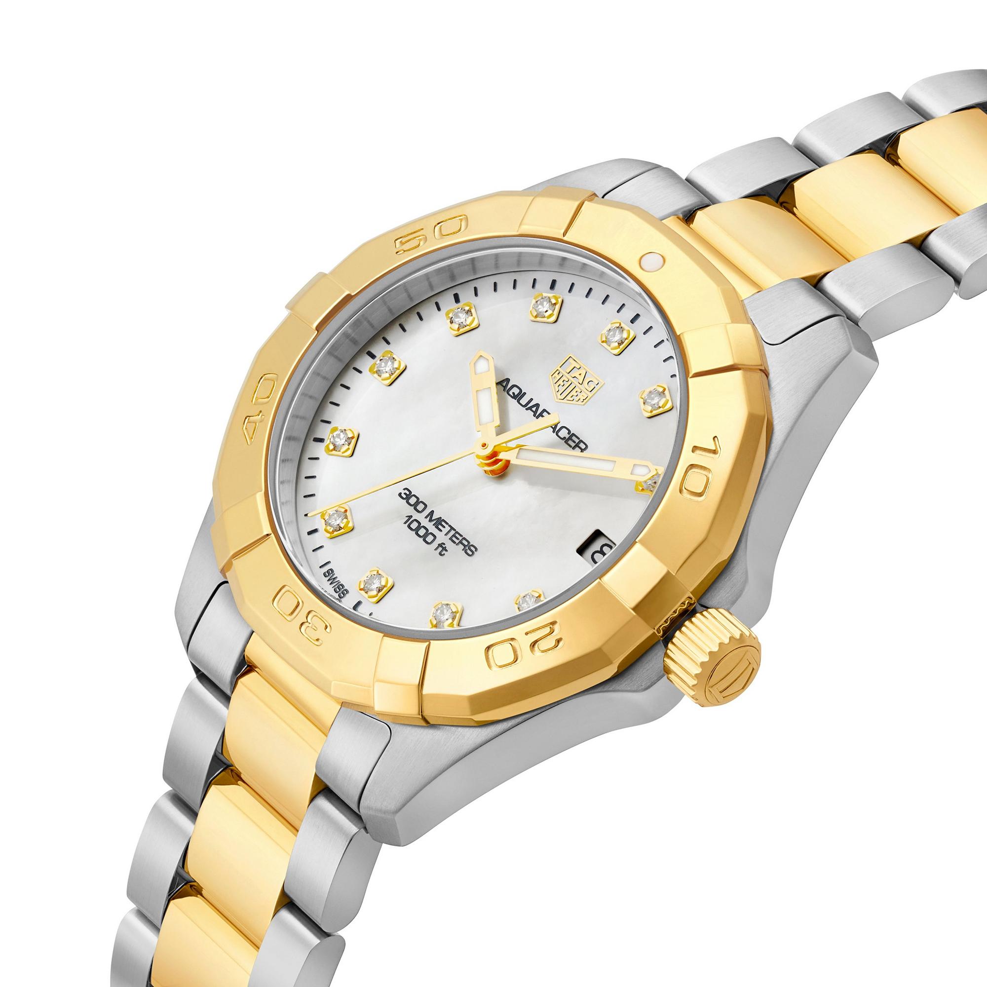 Montre Tag Heuer Aquaracer pour femme en acier inoxydable et plaqué or - Image 2