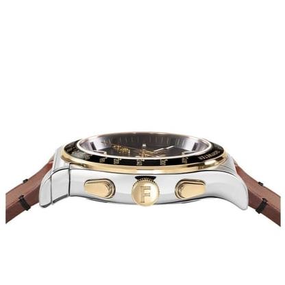 Salvatore Ferragamo 1927 Chrono Analog Black Dial Brown Leather Strap Watch For Men Sfkz00323 - Image 4