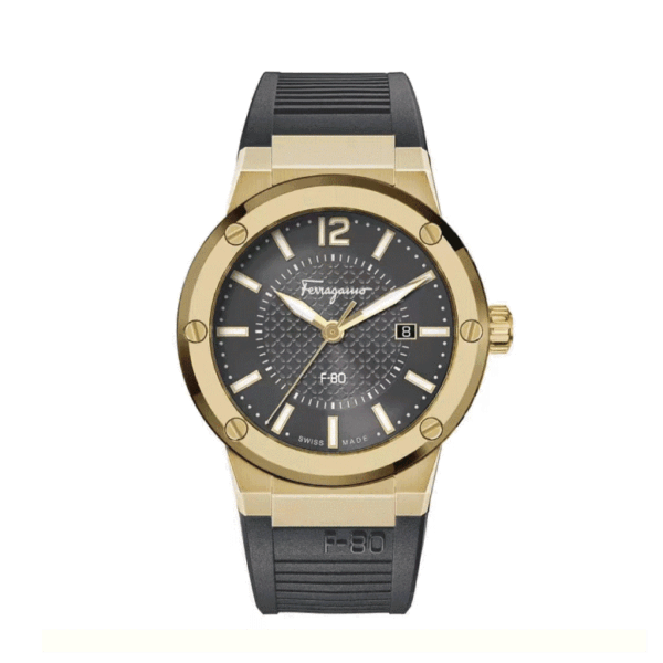 Salvatore Ferragamo F 80 Classic Black Dial Black Rubber Strap Watch For Men Sfhy01621 - alternate view