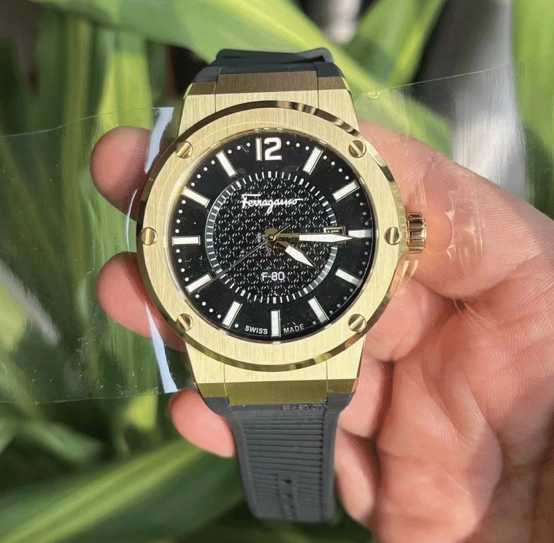 Salvatore Ferragamo F 80 Classic Black Dial Black Rubber Strap Watch For Men Sfhy01621 - Image 4