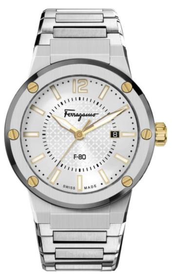 Salvatore Ferragamo F 80 Classic Silver Dial Silver Steel Strap Watch For Men Sfhy02922