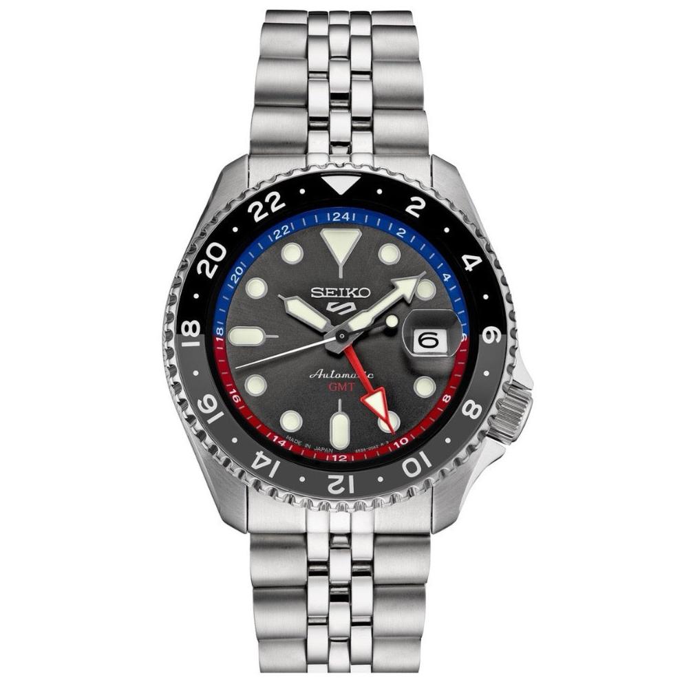 Seiko 5 Sports Gmt Auto Mens Silver Watchssk019k1
