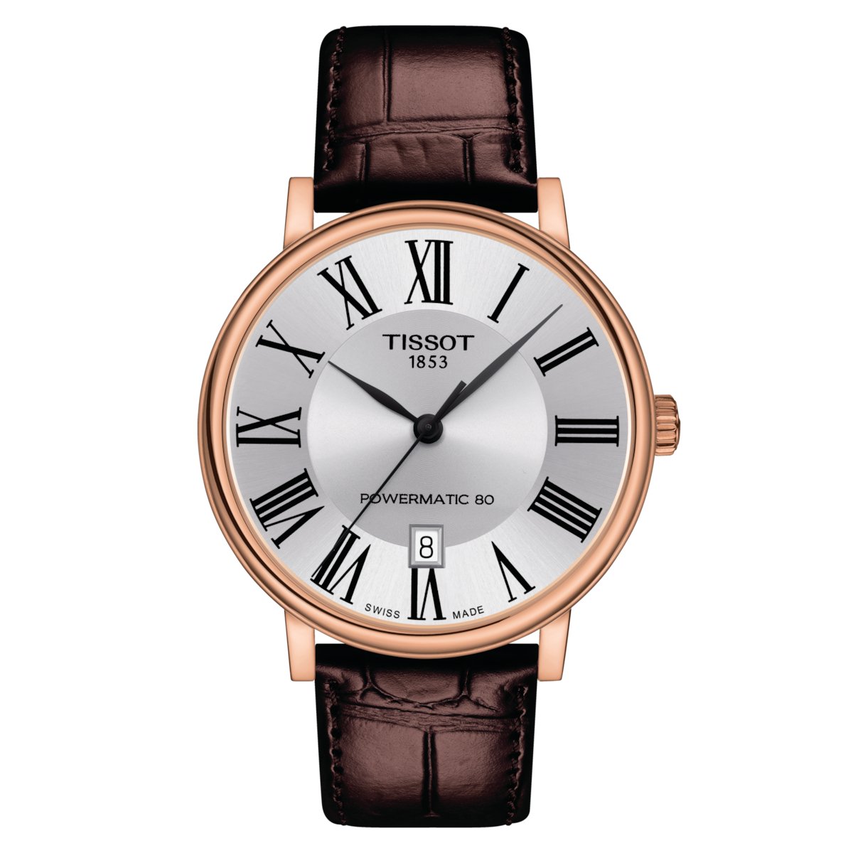 Tissot Mens Watch Carson Auto Powermatic 80 Premium 40mm Silver Brown T1224073603300