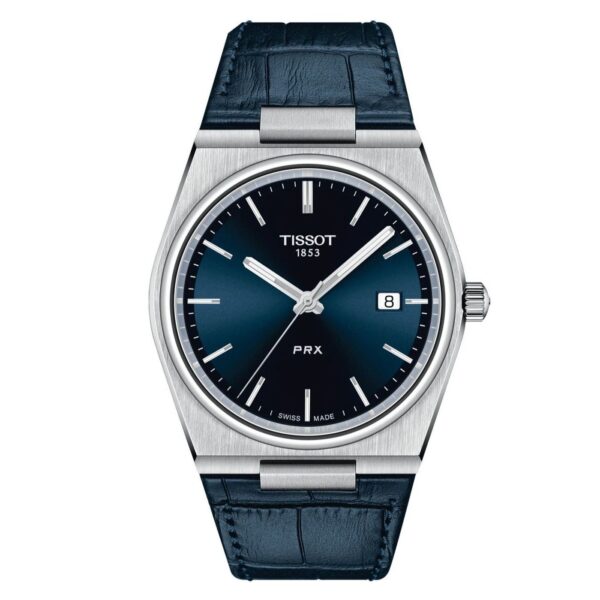 Montre homme Tissot Prx en cuir bleu T1374101604100