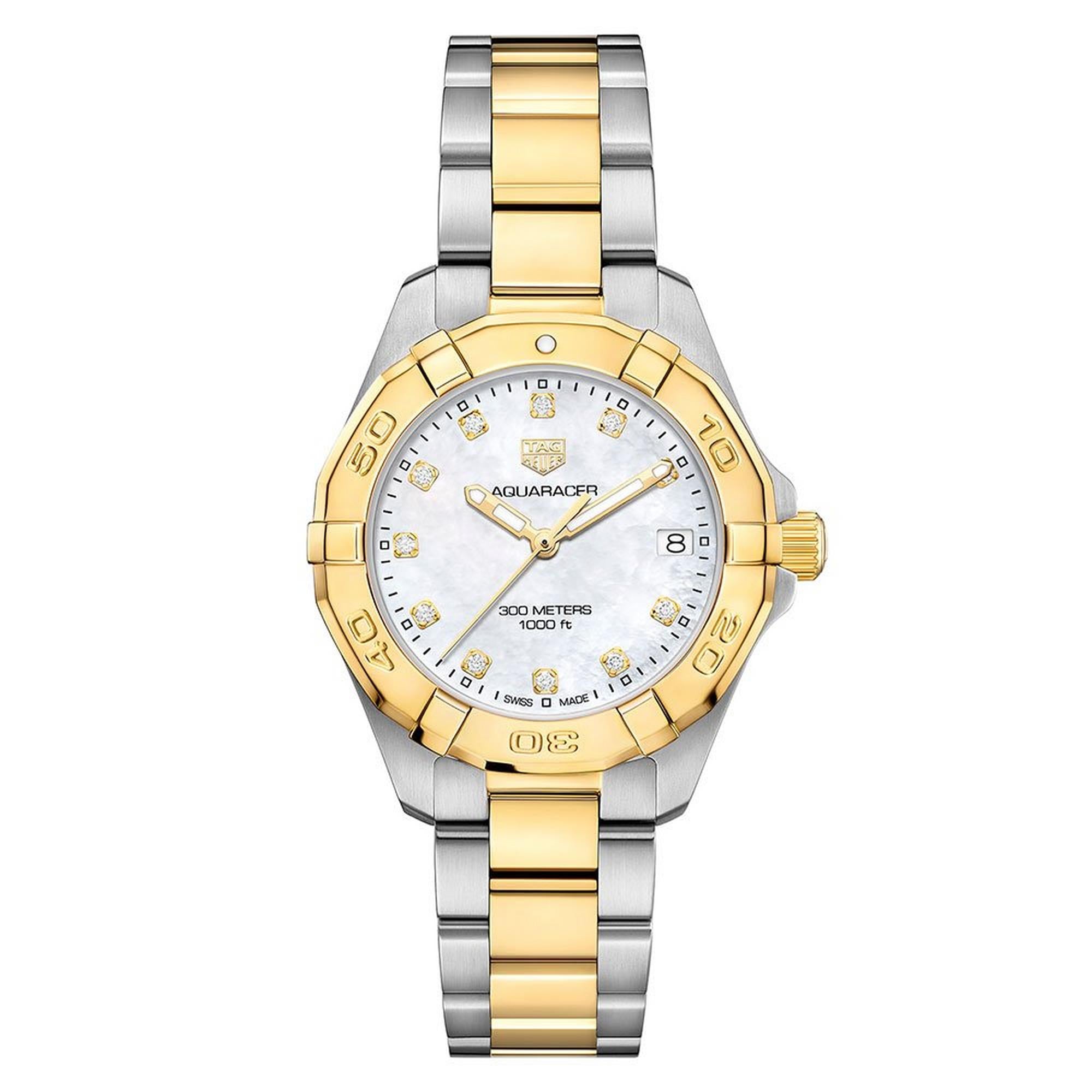 Montre Tag Heuer Aquaracer pour femme en acier inoxydable et plaqué or