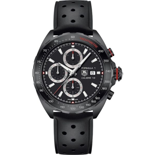 Tag Heuer Formula 1 Chronograph 43mm Automatic Mens Watch Stainless Steel Case With Black Rubber Strap Grey Dial