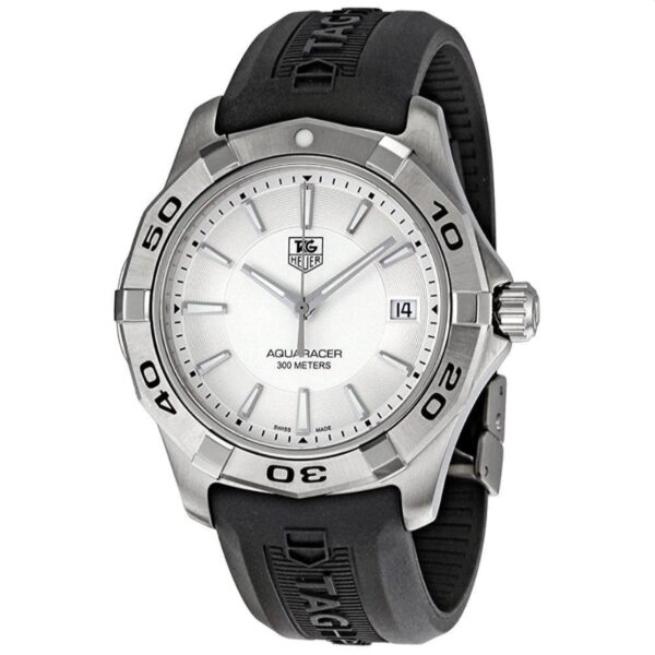Tag Heuer Aquaracer Caliber 5 White Dial Black Rubber Strap Watch For Men Way2111 Ft8021 - alternate view