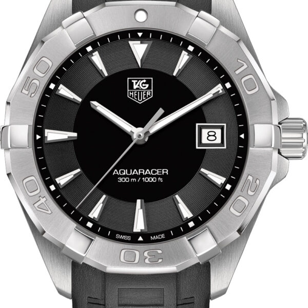 Tag Heuer Aquaracer Caliber 5 Automatic Black Dial Black Rubber Strap Watch For Men Way2113 Ft8021