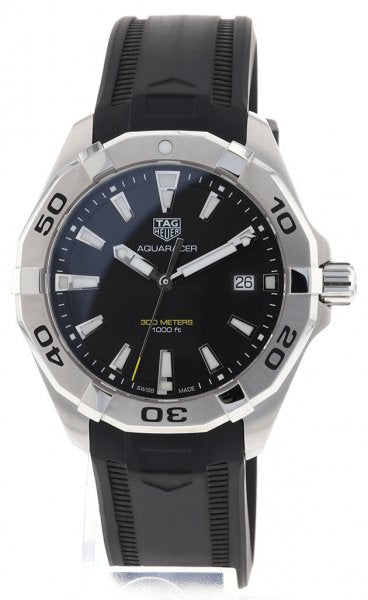 Tag Heuer Aquaracer Quartz Black Dial Black Rubber Strap Watch For Men Wbd1110 Ft8021 - alternate view