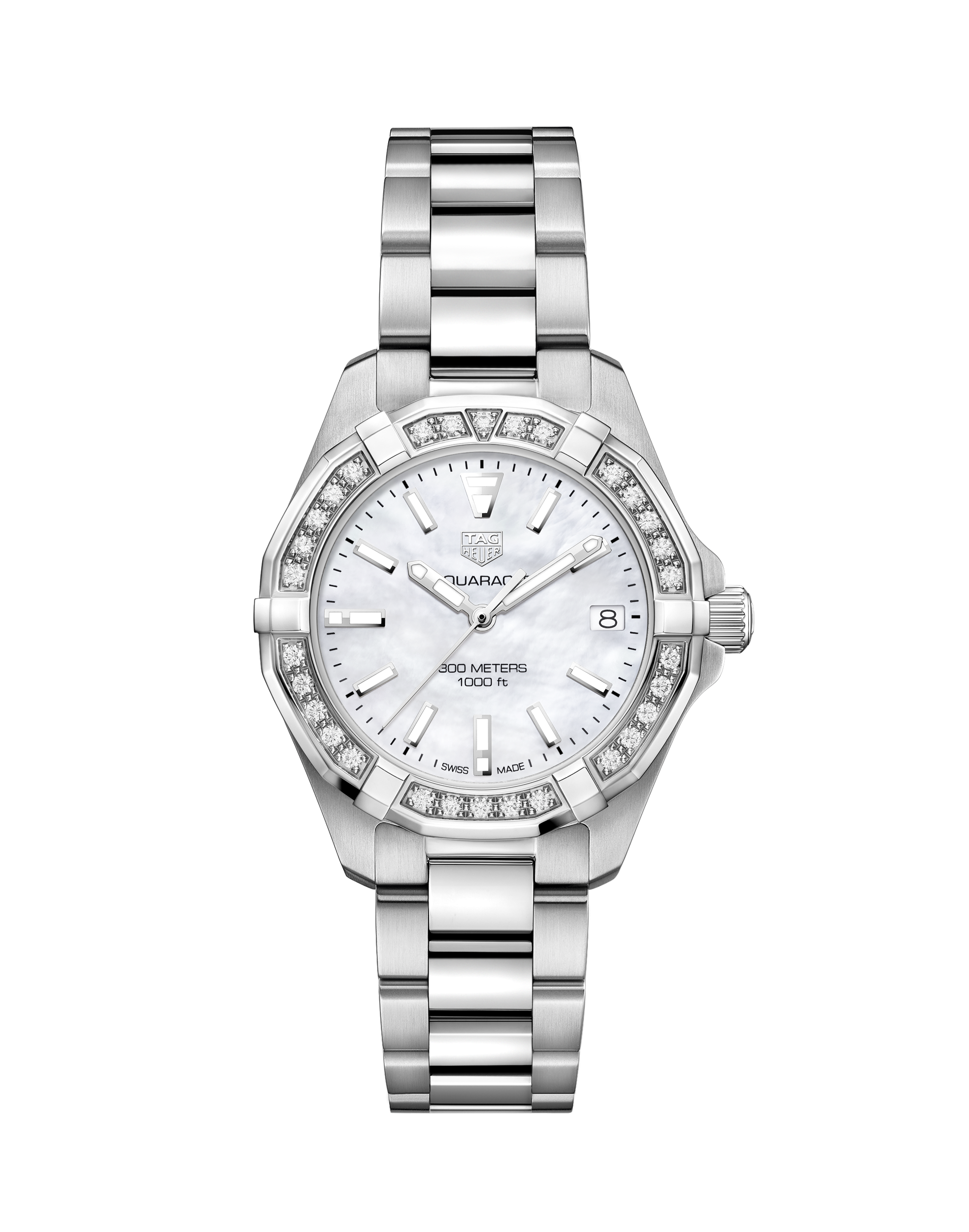 Tag Heuer Aquaracer Diamonds Mother Of Pearl Dial Silver Steel Strap Watch For Women Wbd1313 Ba0740 - Image 4