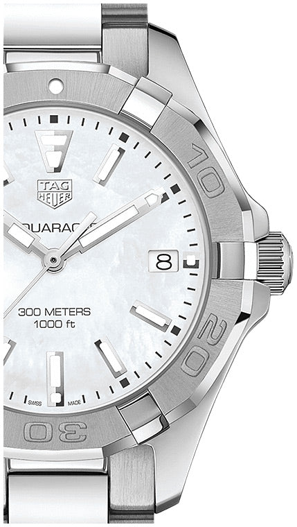 Tag Heuer Aquaracer Mother Of Pearl Dial Silver Steel Strap Watch For Women Wbd131a Ba0748 - Image 3