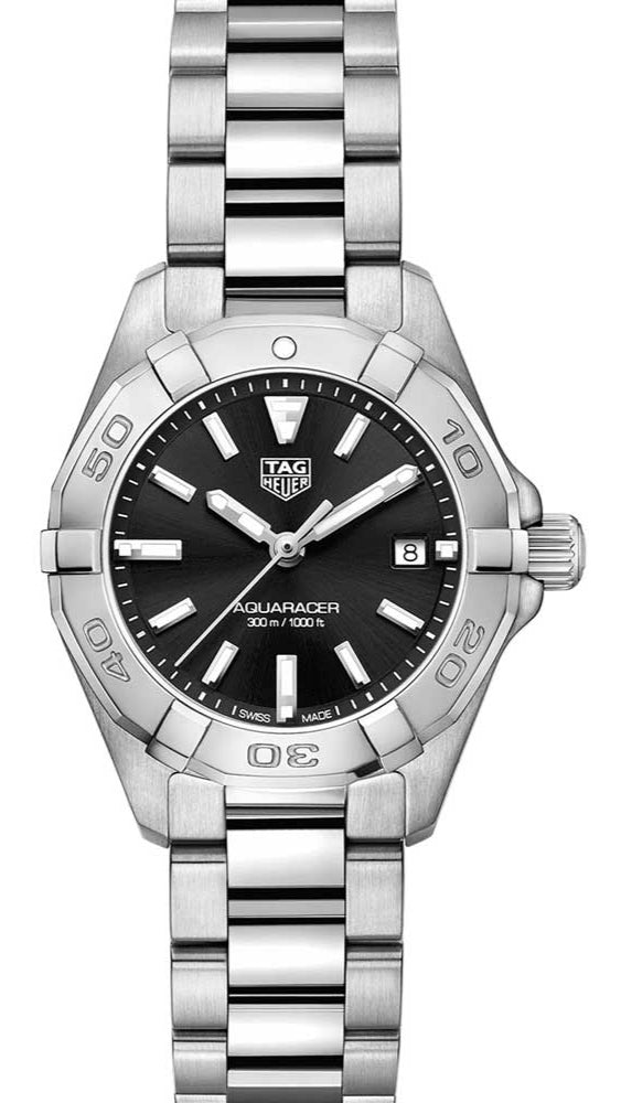 Tag Heuer Aquaracer Quartz Black Dial Silver Steel Strap Watch For Women Wbd1410 Ba0741