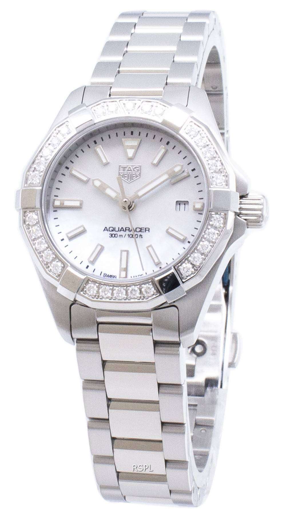 Tag Heuer Aquaracer Diamonds Mother Of Pearl White Dial Silver Steel Strap Watch For Women Wbd1413 Ba0741 - Image 5