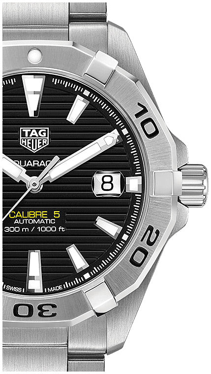 Tag Heuer Aquaracer Automatic Caliber 5 Black Dial Silver Steel Strap Watch For Men Wbd2110 Ba0928 - Image 4