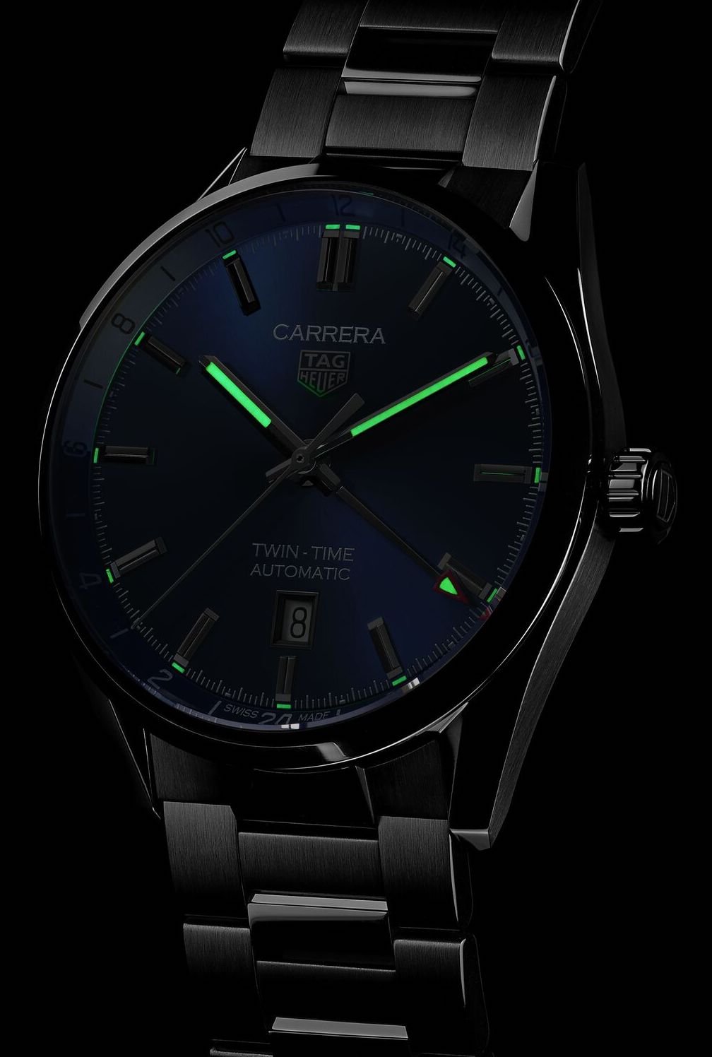 Tag Heuer Watch Carrera Calibre 7 Twin Time Automatic Mens Wbn201a Ba0640 - Image 5