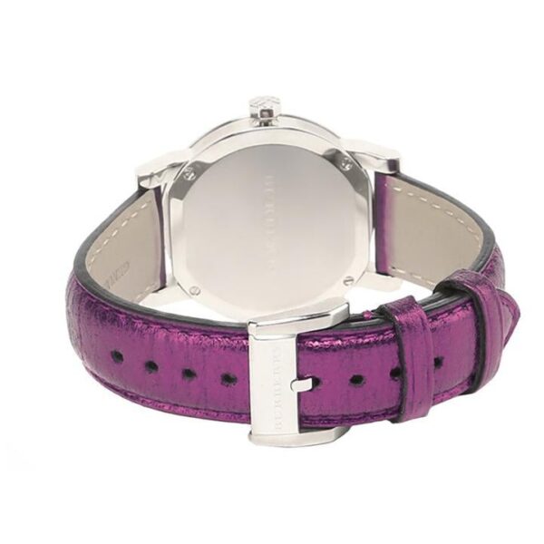 Ladies Purple Leather Strap Silver Dial Burberry Watch Bu9122 - alternate view