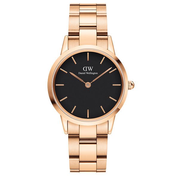 Daniel Wellington Ladies Rose Gold Iconinc Link Watch Dw00100212