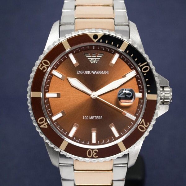Emporio Armani Ar11340 Men S Diver Two Tone Rose Gold Watch - alternate view