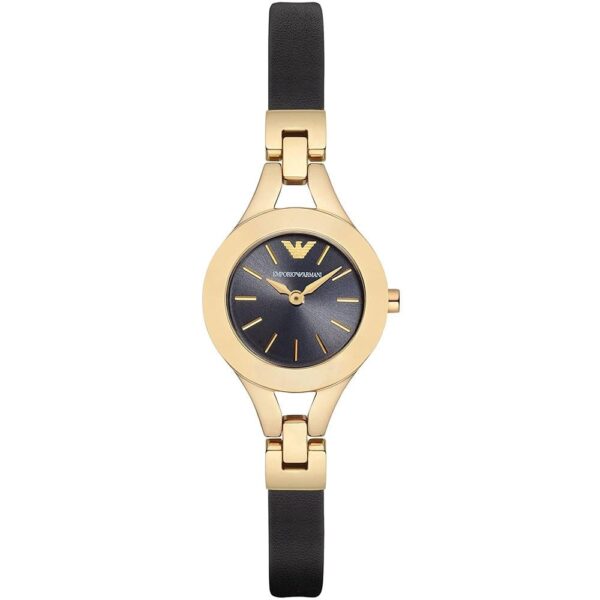 Emporio Armani Ar7405 Ladies Black Dial Gold Watch