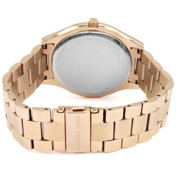 Michael Kors Mk3494 Ladies Slim Runway Rose Gold Dark Blue Watch - alternate view