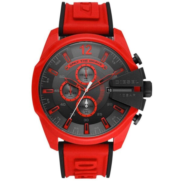 Montre chronographe Diesel DZ4526 Mega Chief rouge pour homme