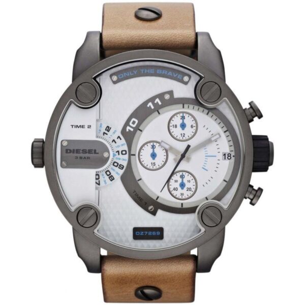 Diesel Dz7269 Men S Chronograph Little Daddy White Brown Watch