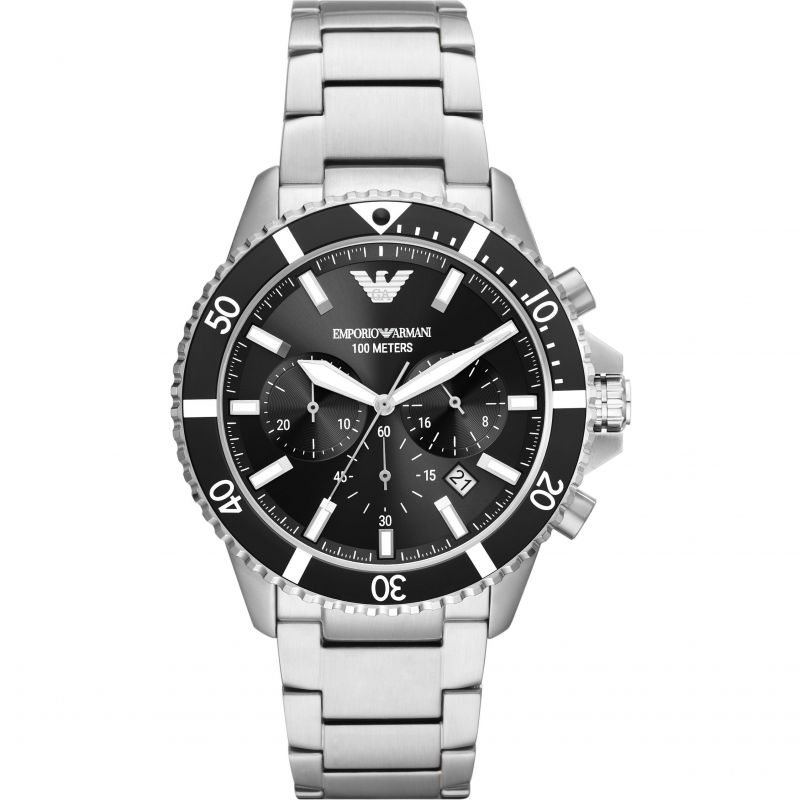 Montre de plongée chronographe Emporio Armani AR11360 pour homme en acier