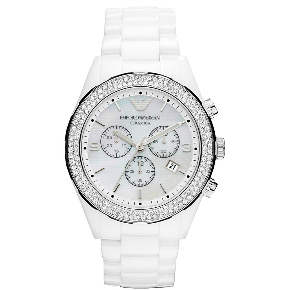 Montre Emporio Armani AR1456 pour femme, cristal blanc